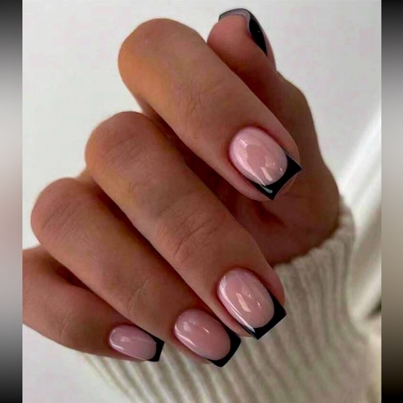 Other - Black French Tip Square Press On Nails 💅🌟